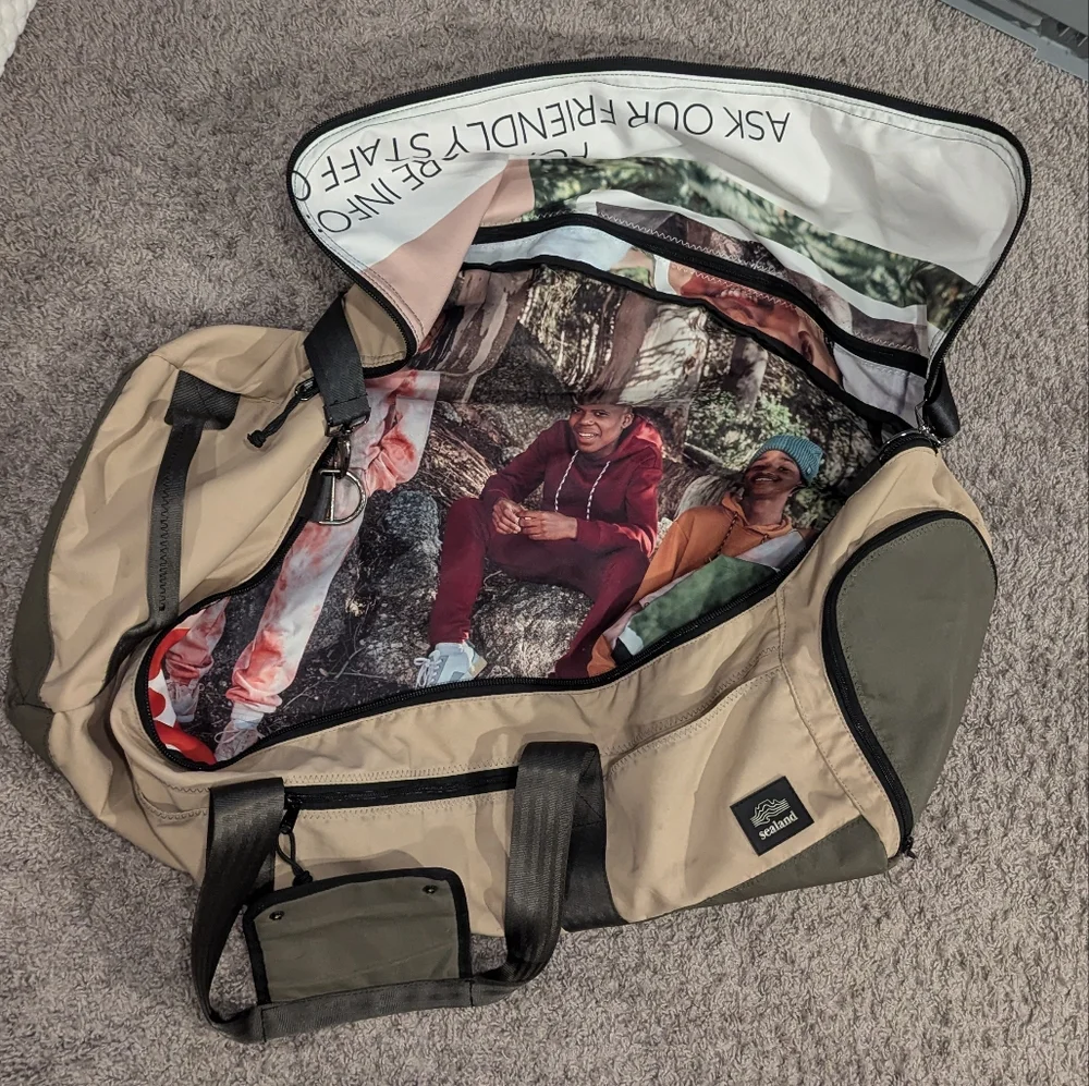 SeaLand Duffle Bag in Olive + Tan 🏔️ Upcycled Dune Duffle